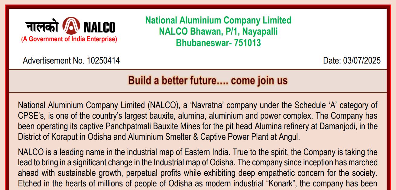 NALCO Recruitment 2025