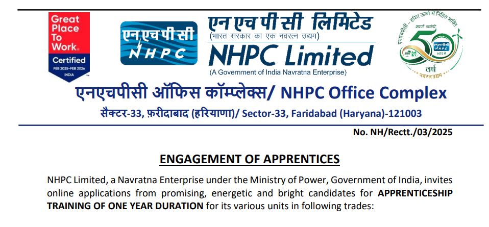 NHPC Apprentice Recruitment 2025