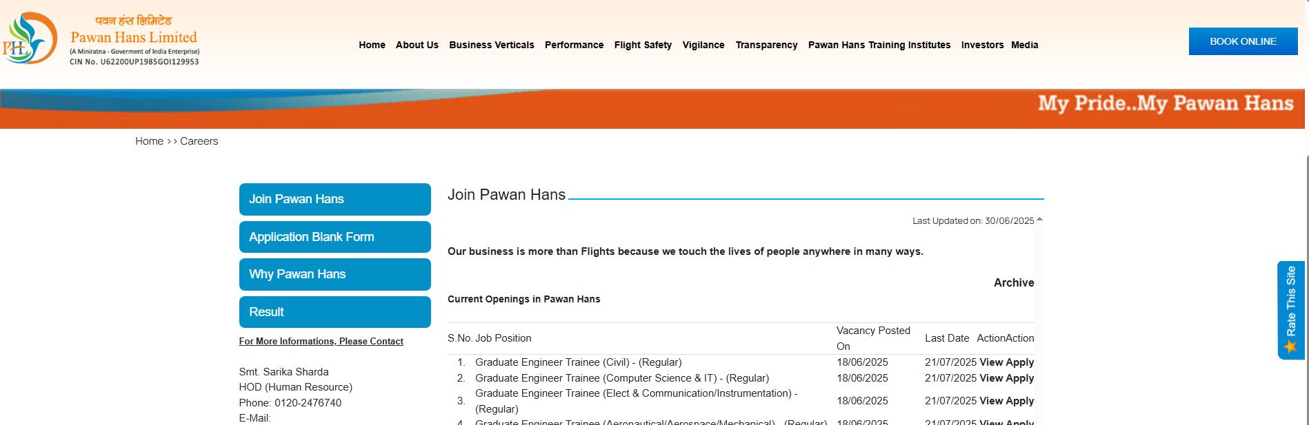 Pawan Hans Recruitment 2025