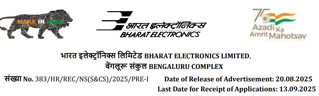 Bharat Electronics Limited (BEL) Recruitment 2025 - 20 Posts