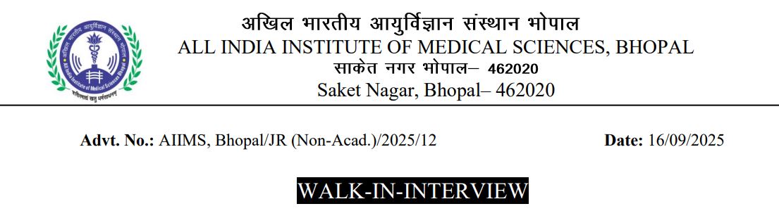 AIIMS Bhopal Recruitment 2025: Walk-in for 40 Junior Resident