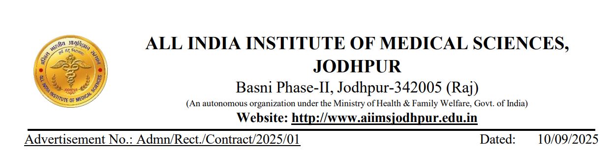 AIIMS Jodhpur Recruitment 2025: 61 Technician Posts