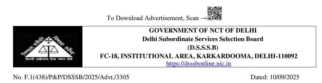DSSSB PRT Vacancy 2025: Notification Released for 1180 Posts