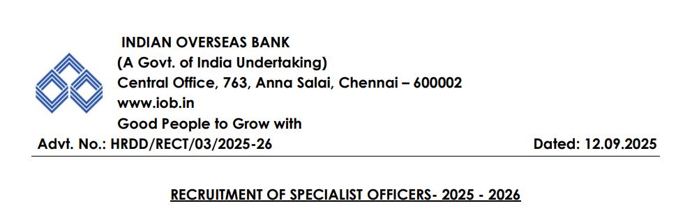 Indian Overseas Bank (IOB) Recruitment 2025