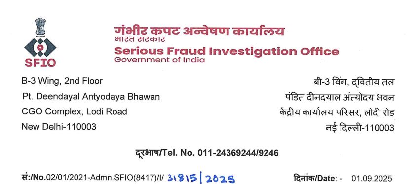 SFIO Recruitment 2025 - 36 Posts