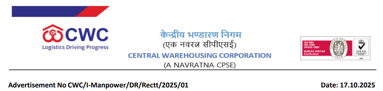 Central Warehousing Corporation (CEWACOR) Recruitment 2025: 22 Posts