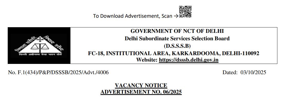 DSSSB TGT Recruitment (Oct 2025) Notification : 5346 Posts