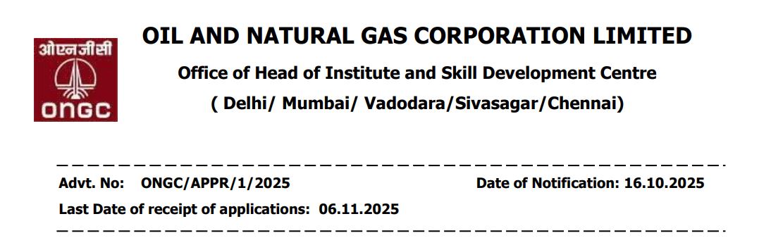 ONGC Apprentice Recruitment 2025